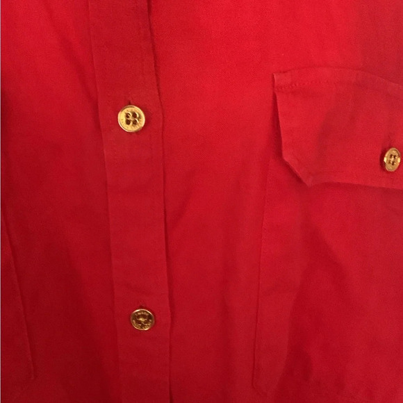 Lauren Ralph Lauren 2X Red 100% Linen Button Up Long Sleeve Shirt Black Label - Picture 6 of 14